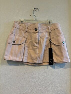 Beige Cargo Pocket Mini Skirt